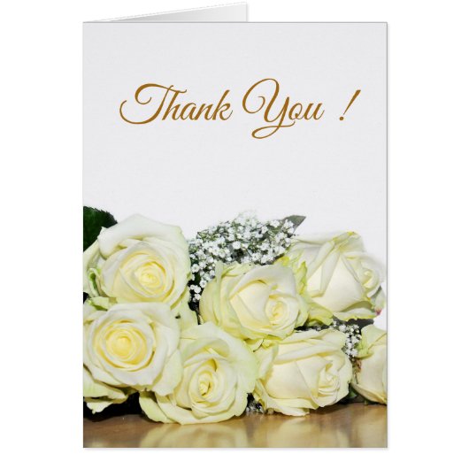 Elegante witte rozen bruiloft foto dank u kaart (Voorkant)