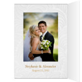 Elegante witte rozen bruiloft foto dank u kaart (Binnen (Links))