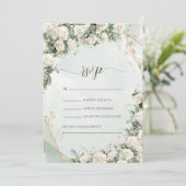Elegante witte rozen bruiloft  kaart (Staand voorkant)