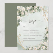 Elegante witte rozen bruiloft  kaart (Voorkant / Achterkant)