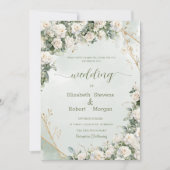 Elegante Witte Rozen Bruiloft Kaart (Voorkant)