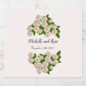 Elegante witte rozen bruiloft mousserende wijn lab sparkling wijnetiket (Enkel label)