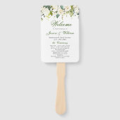 Elegante witte rozen bruiloft programma handwaaier (Voorkant)