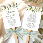 Elegante witte rozen bruiloft programma handwaaier