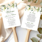 Elegante witte rozen bruiloft programma handwaaier