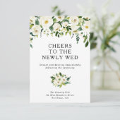 Elegante witte rozen bruiloft receptie Kaart (Staand voorkant)