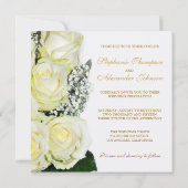 Elegante witte rozen bruiloft uitnodiging (Achterkant)