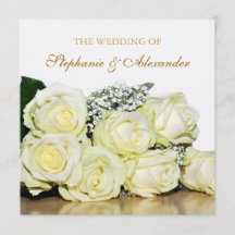 Elegante witte rozen bruiloft uitnodiging