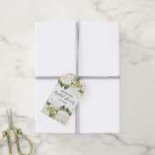 Elegante Witte Rozen Bruiloftsfeest Cadeaulabel (Met Touw)
