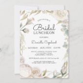 Elegante witte rozen bruiloftslunch uitnodiging (Voorkant)