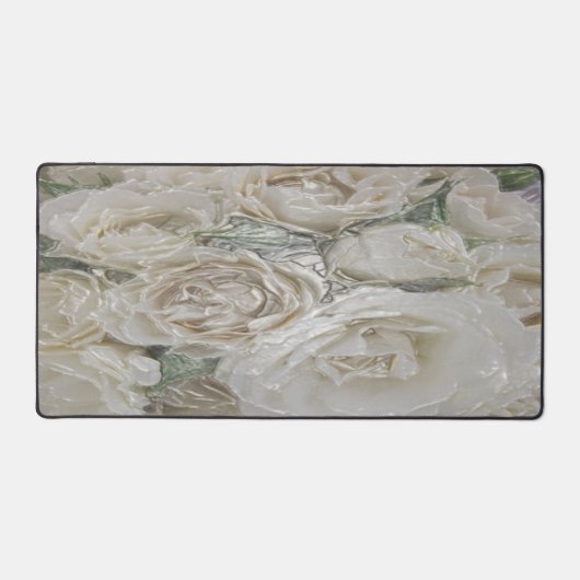 Elegante Witte Rozen - Bureaumat (Voorkant)