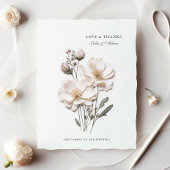 Elegante witte rozen Chic bruiloft bedankkaart