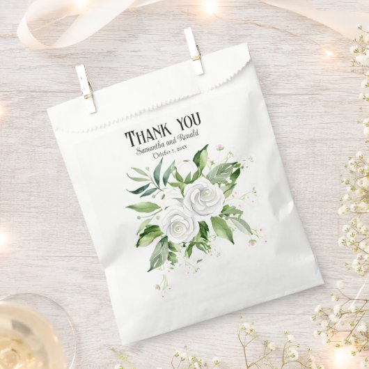 Elegante witte rozen en baby's adem bruiloft bedankzakje (Geknipt)