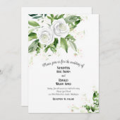 Elegante witte rozen en baby's adem bruiloft kaart (Voorkant / Achterkant)