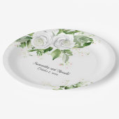 Elegante witte rozen en baby's adem bruiloft papieren bordje (Gekanteld)