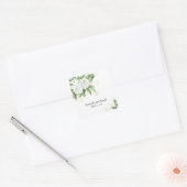 Elegante witte rozen en baby's adem bruiloft vierkante sticker (Envelop)