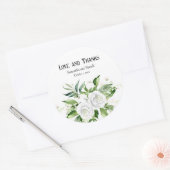 Elegante witte rozen en bruidsboeket trouw ronde sticker (Envelop)