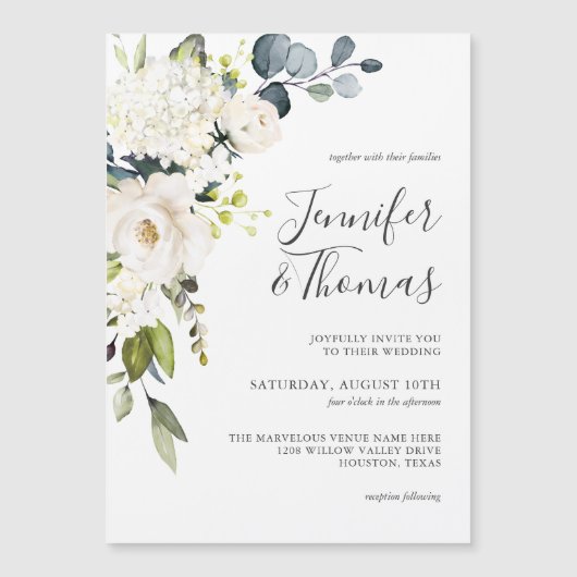 Elegante witte rozen en hortensia's bruiloft (Voorkant)