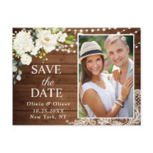 Elegante witte rozen en kanten rustieke Save the D