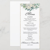 Elegante witte rozen en lelies bruiloft menu (Voorkant / Achterkant)