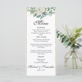 Elegante witte rozen en lelies bruiloft menu (Staand voorkant)