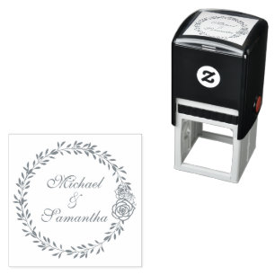 Elegante witte rozen en lelies bruiloft zelfinktende stempel