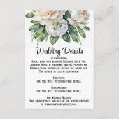 Elegante witte rozen en pioenen bruiloft informatiekaartje (Voorkant)