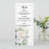 Elegante witte rozen en pioenen bruiloft kaart (Staand voorkant)