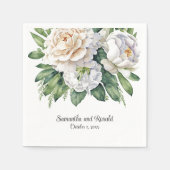 Elegante witte rozen en pioenen bruiloft servet (Voorkant)