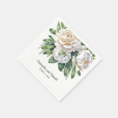 Elegante witte rozen en pioenen bruiloft servet (Hoek)