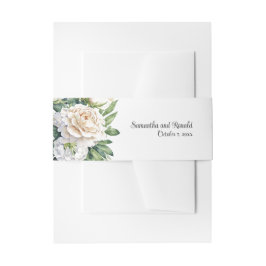 Elegante witte rozen en pioenen bruiloft uitnodigingen wikkel