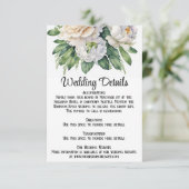 Elegante witte rozen en pioenrozen bruiloft informatiekaartje (Staand voorkant)