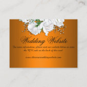 Elegante witte rozen en Tangerine bruiloft website Informatiekaartje (Voorkant)