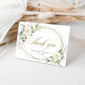 Elegante witte rozen Eucalyptus bruiloft bedankt