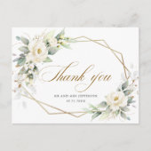 Elegante witte rozen Eucalyptus bruiloft Dank u Uitnodiging Briefkaart (Voorkant)