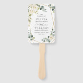 Elegante witte rozen Eucalyptus bruiloft programma Handwaaier (Voorkant)