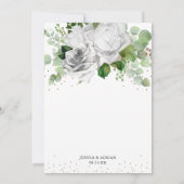 Elegante witte rozen & Eucalyptus groen bruiloft Kaart (Achterkant)