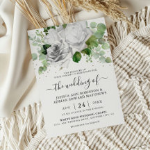 Elegante witte rozen & Eucalyptus groen Huwelijk