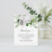 Elegante Witte Rozen & Eucalyptus Sympathie Bedankkaart (Staand voorkant)