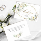 Elegante witte rozen Eucalyptus trouw bedankje Bedankkaart