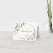 Elegante witte rozen Eucalyptus trouw dankjewel Bedankkaart (Voorkant)