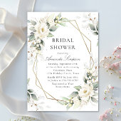 Elegante Witte Rozen Eucalyptus Vrijgezellenfeest Kaart