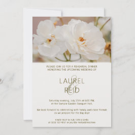 Elegante witte rozen foto bruiloftsprobediner kaart