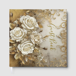 Elegante Witte Rozen Gastenboek