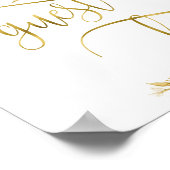 Elegante witte rozen gouden kalligrafie gast boek poster (Hoek)