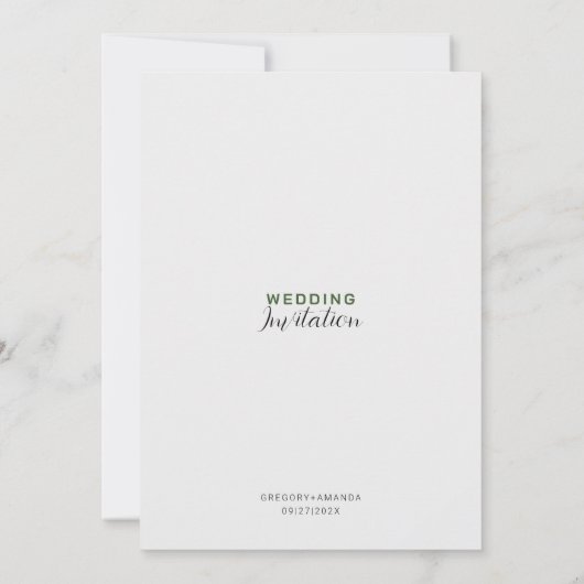 Elegante witte rozen & groen bruiloft kaart (Achterkant)