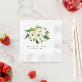 Elegante witte rozen groen bruiloft papier servet (Insitu)