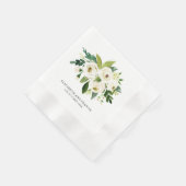 Elegante witte rozen groen bruiloft papier servet (Hoek)