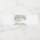 Elegante witte rozen groen en gouden bruiloft waterfles etiket (Enkel label)