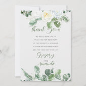 Elegante witte rozen & groen kaart (Voorkant)